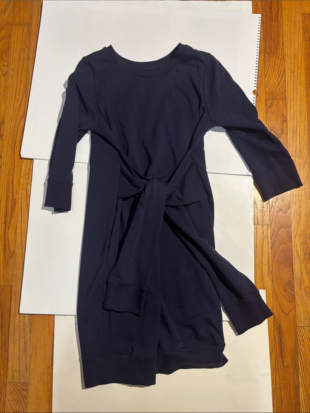 Universal Standard Navy sleeve Tie-Waist sweatshirt Midi Dress